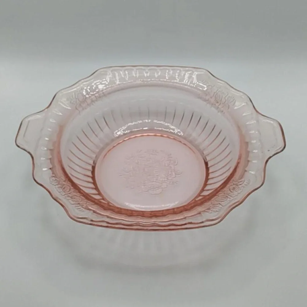 Vintage Anchor Hocking Mayfair “Open Rose”Pink Depression Glass Bowl